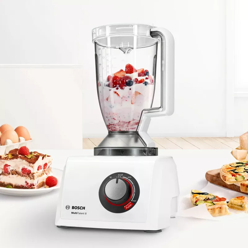 Kuchynský robot Bosch MC812W501 — 1000 W, misa 3,9 L, biela, nerezové nože
