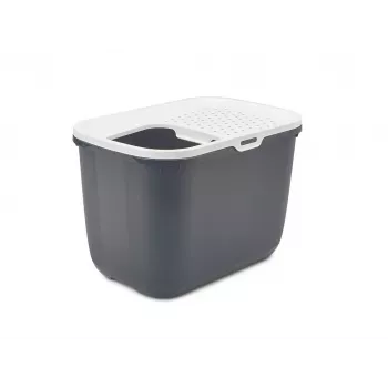 Mačacie WC s horným vstupom Savic Hop In, plast, antracitová/biela, 585×390×395 mm