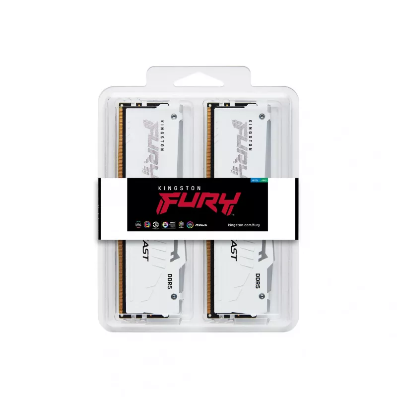 Kingston Technology FURY Beast 32GB 5600MT/s DDR5 CL40 DIMM (sada 2) biela RGB XMP