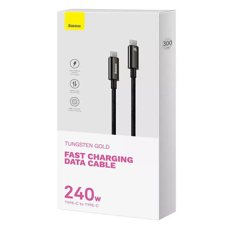 Kábel USB-C na USB-C Baseus Tungsten Gold 240W 3m