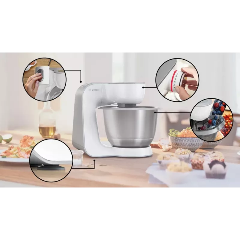 Kuchynský robot Bosch Serie 4 MUM58200 — 1000 W, 3,9 l nerezová misa, biela