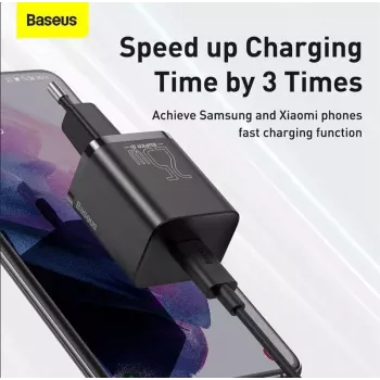 Interiérová nabíjačka Baseus TZCCSUP-L01, USB-C 1 konektor, 18W, 100–240V AC, 1 m kábel, čierna