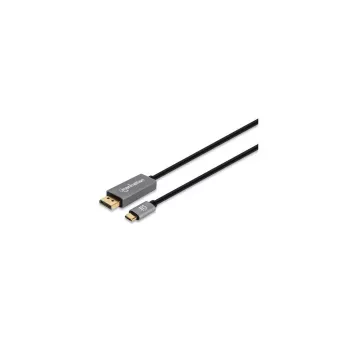 Manhattan USB-C na DisplayPort 1.4 kábel, 8K@60Hz, 3m, konektor samec na konektor samec, nie obojsmerný, čierny, trojročná záruka