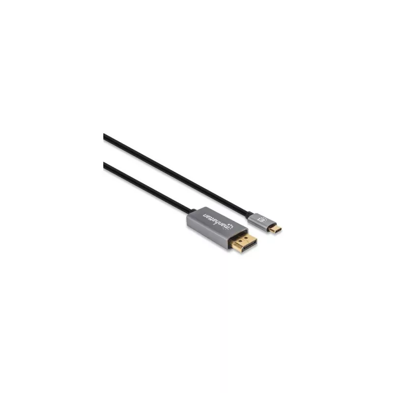 Manhattan USB-C na DisplayPort 1.4 kábel, 8K@60Hz, 3m, konektor samec na konektor samec, nie obojsmerný, čierny, trojročná záruka