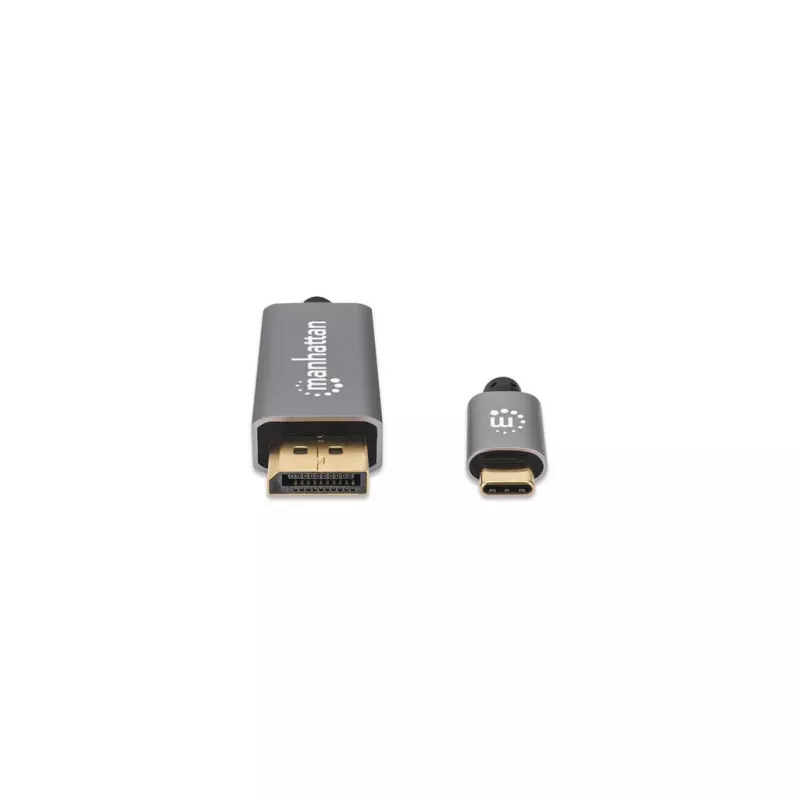 Manhattan USB-C na DisplayPort 1.4 kábel, 8K@60Hz, 3m, konektor samec na konektor samec, nie obojsmerný, čierny, trojročná záruka