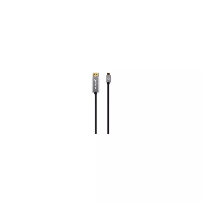 Manhattan USB-C na DisplayPort 1.4 kábel, 8K@60Hz, 3m, konektor samec na konektor samec, nie obojsmerný, čierny, trojročná záruka