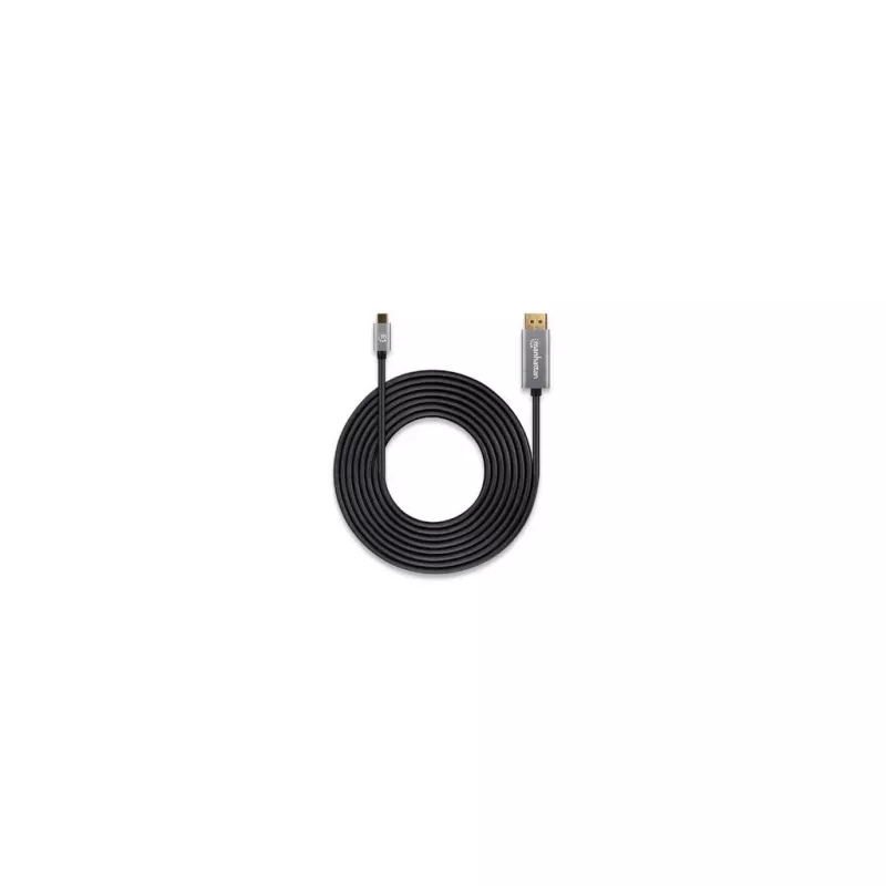 Manhattan USB-C na DisplayPort 1.4 kábel, 8K@60Hz, 3m, konektor samec na konektor samec, nie obojsmerný, čierny, trojročná záruka