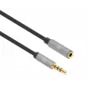 3,5 mm predlžovací kábel Manhattan 1m konektor samec/samica tenký dizajn čierny/strieborný