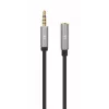 3,5 mm predlžovací kábel Manhattan 1m konektor samec/samica tenký dizajn čierny/strieborný