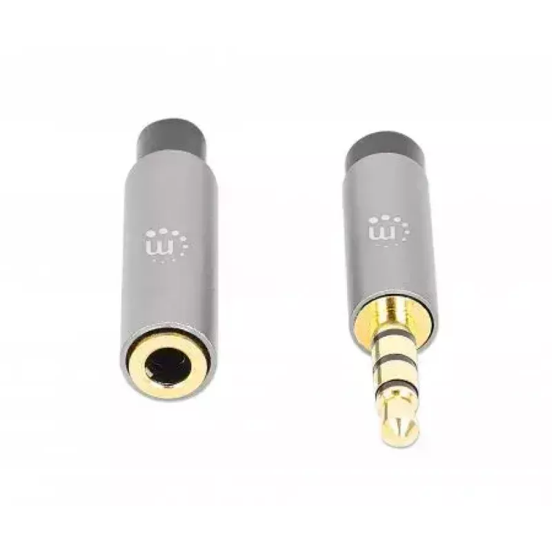3,5 mm predlžovací kábel Manhattan 1m konektor samec/samica tenký dizajn čierny/strieborný