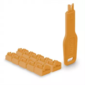 Port blocker Lindy RJ45 Port Locks oranžový 10x + 1 kľúč