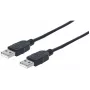 Manhattan USB-A na USB-A kábel, 1 m, konektor samec na konektor samec, 480 Mbit/s (USB 2.0), Hi-Speed USB, čierny, doživotná záruka, zodpovedá USB2AA1M.