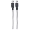 Manhattan USB-A na USB-A kábel, 1 m, konektor samec na konektor samec, 480 Mbit/s (USB 2.0), Hi-Speed USB, čierny, doživotná záruka, zodpovedá USB2AA1M.