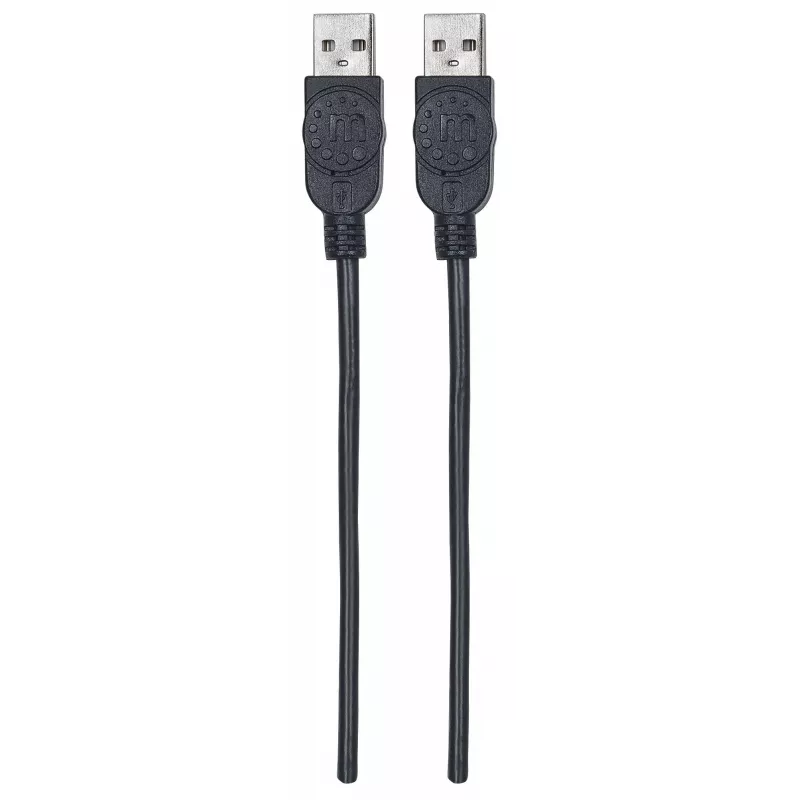 Manhattan USB-A na USB-A kábel, 1 m, konektor samec na konektor samec, 480 Mbit/s (USB 2.0), Hi-Speed USB, čierny, doživotná záruka, zodpovedá USB2AA1M.
