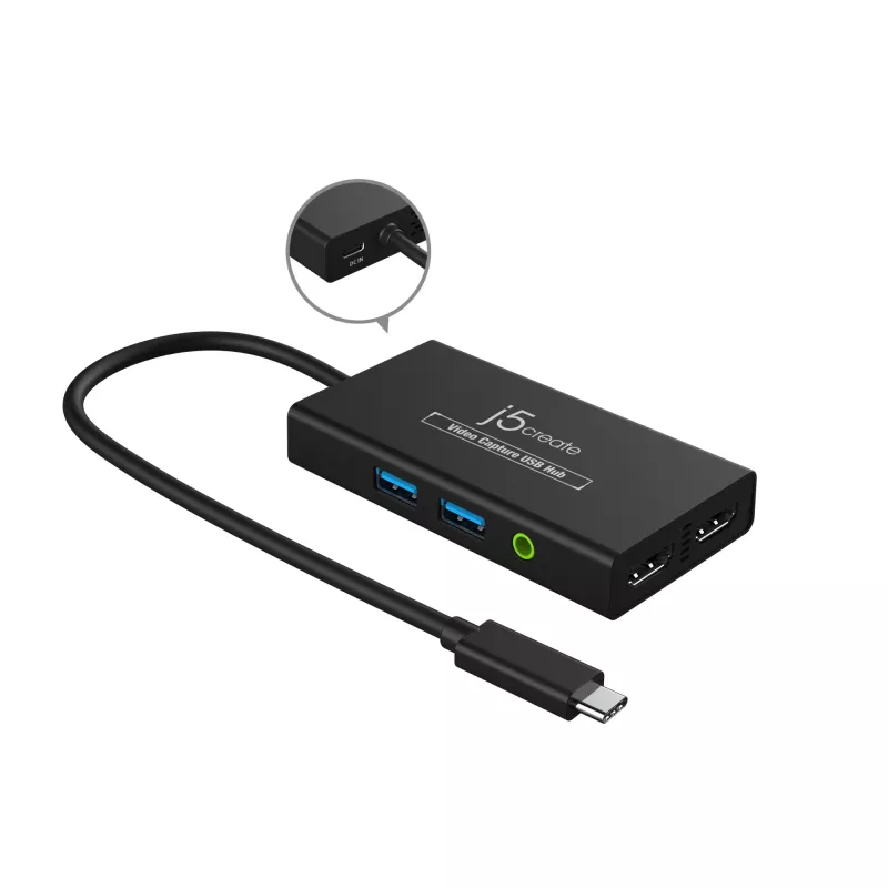 Video Capture USB Hub j5create JVA01-N 1920x1080 30Hz čierny