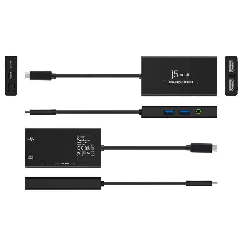 Video Capture USB Hub j5create JVA01-N 1920x1080 30Hz čierny