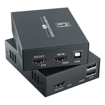Sada AV predlžovača (vysielač & prijímač) LEVELONE HVE-8111, 3840x2160, Cat6, USB-A/USB-B, DC 12V (2 ks)