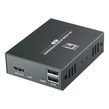 Sada AV predlžovača (vysielač & prijímač) LEVELONE HVE-8111, 3840x2160, Cat6, USB-A/USB-B, DC 12V (2 ks)