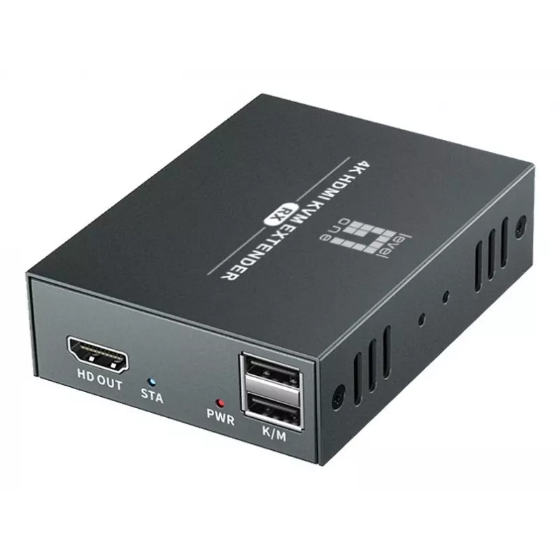 Sada AV predlžovača (vysielač & prijímač) LEVELONE HVE-8111, 3840x2160, Cat6, USB-A/USB-B, DC 12V (2 ks)