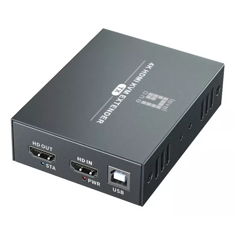 Sada AV predlžovača (vysielač & prijímač) LEVELONE HVE-8111, 3840x2160, Cat6, USB-A/USB-B, DC 12V (2 ks)