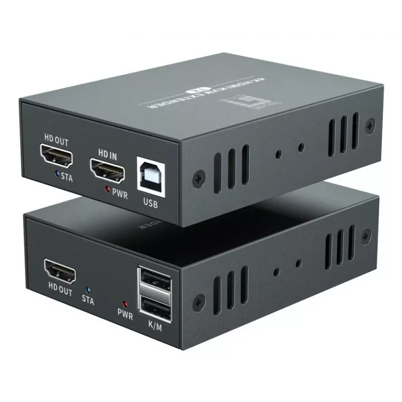 Sada AV predlžovača (vysielač & prijímač) LEVELONE HVE-8111, 3840x2160, Cat6, USB-A/USB-B, DC 12V (2 ks)