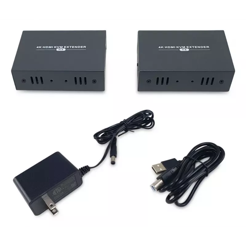 Sada AV predlžovača (vysielač & prijímač) LEVELONE HVE-8111, 3840x2160, Cat6, USB-A/USB-B, DC 12V (2 ks)