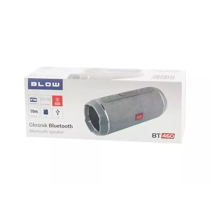 Mono prenosný reproduktor BLOW BT-460 sivý — 5 W RMS, 2000 mAh batéria, Bluetooth 4.0, MicroSD, FM, AUX