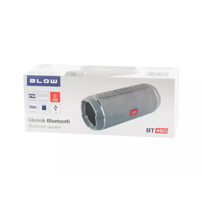 Mono prenosný reproduktor BLOW BT-460 sivý — 5 W RMS, 2000 mAh batéria, Bluetooth 4.0, MicroSD, FM, AUX