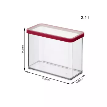 Skladovacia dóza rotho LOFT 2,1 L obdĺžniková priehľadná 100×200×142 mm, technopolymér