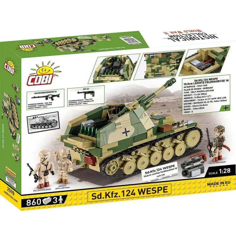 Cobi stavebnica SD.KFZ.124 Wespe modelová stavebnica, 860 dielikov