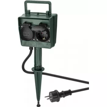 Predlžovací kábel Goobay 55943 2m 2 AC zásuvky outdoor čierny zelený