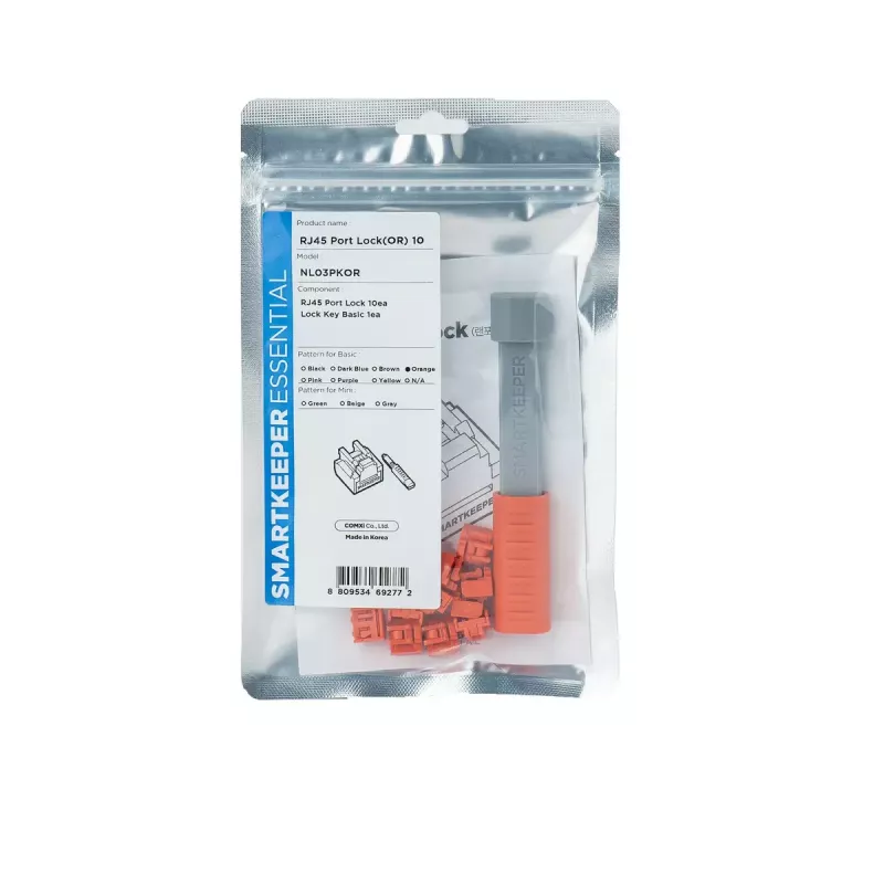 Blokátor portov + kľúč Smartkeeper NL03PKOR RJ-45 oranžový 10 kusov