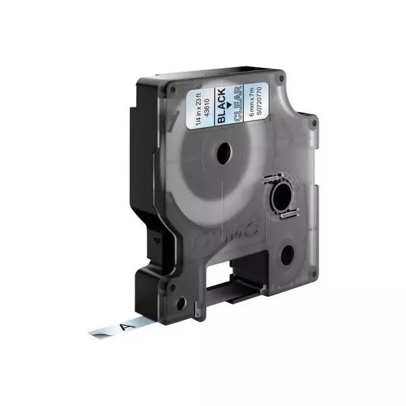 DYMO Authentic D1 Labels | čierna tlač na transparentnej fólii | 6 mm x 7 m | samolepiace etikety pre tlačiarne etikiet LabelManager | vyrobené v Európe