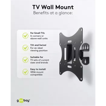Goobay TV EasyFlex M nástenný držiak s funkciou naklápania, čierny (51893)