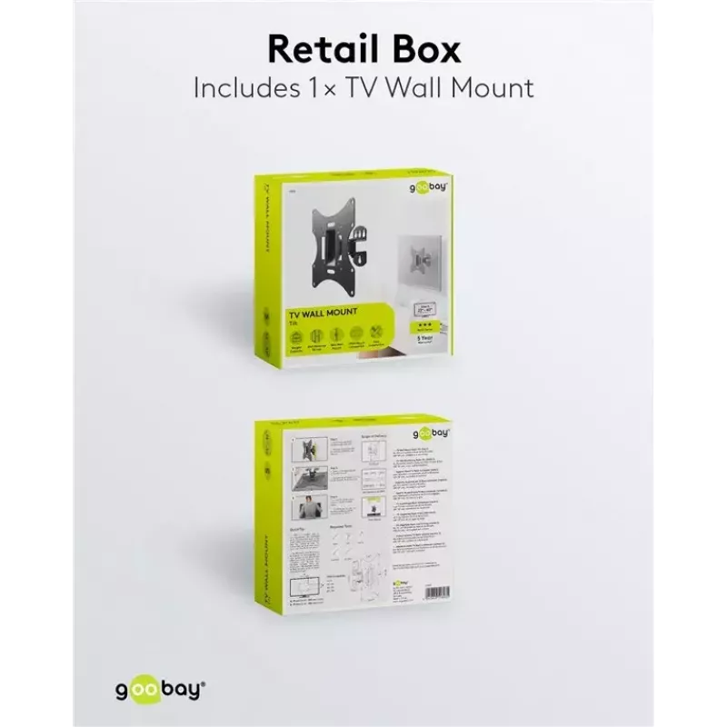 Goobay TV EasyFlex M Nástenný držiak s naklápaním, čierny (51893)