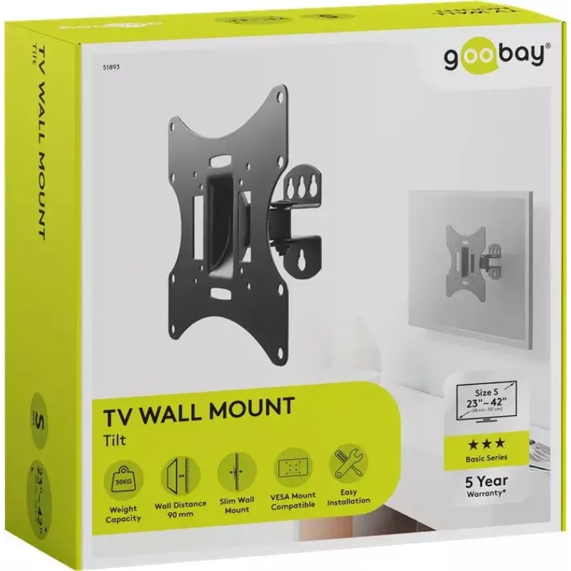 Goobay TV EasyFlex M Nástenný držiak s naklápaním, čierny (51893)