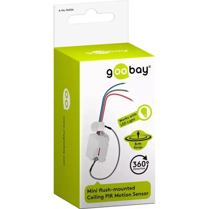 Goobay biely PIR senzor pre montáž na strop 360° detekcia 6 m dosah interiér