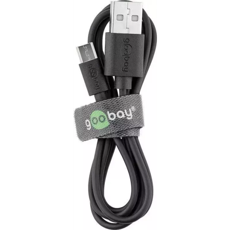 Goobay Micro-USB rýchlonabíjací a synchronizačný kábel 1 m USB 2.0 čierny