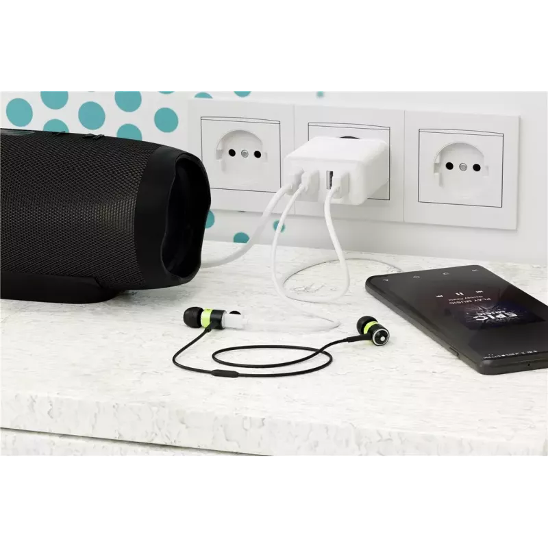 Nabíjačka interiérová Wentronic 44962 univerzálna biela 4 USB porty 5V