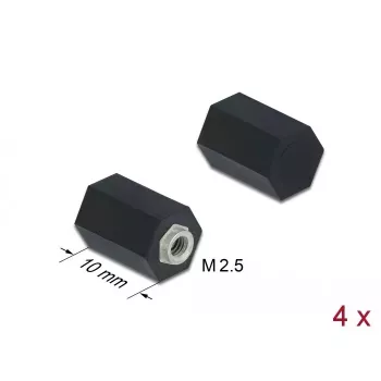 Dištančná objímka M2,5 šesťhranná vnútorná 10 mm čierna 4 kusy DeLOCK 60243