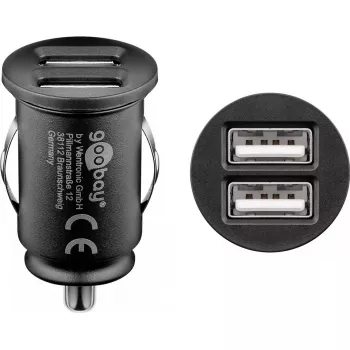 Goobay Dual-USB auto nabíjačka 24 W čierna rýchle nabíjanie ochrana proti prepätiu