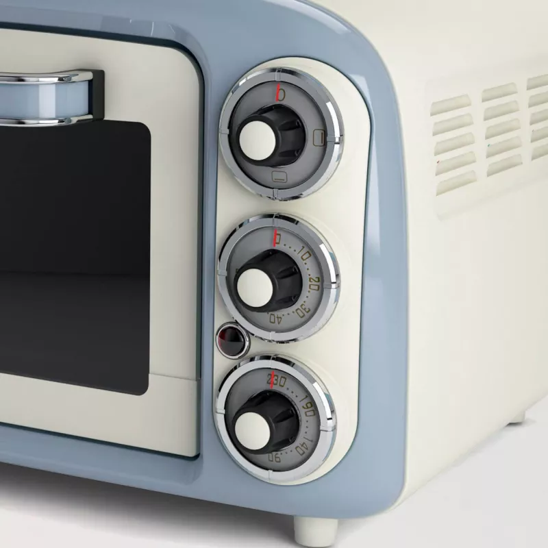 Ariete Vintage 979/05 elektrická mini rúra, 18 l, 90-230 °C, časovač 60 min, biela/modrá