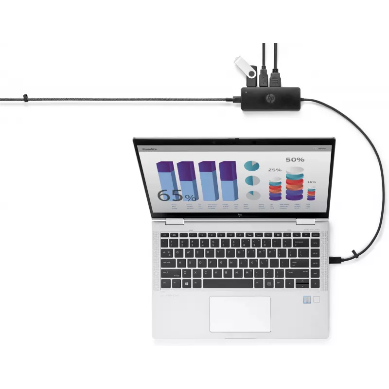 HP USB-C Travel Hub G2, káblový, USB 3.2 Gen 1 (3.1 Gen 1) Type-C, čierny, Čína, Windows 10, 107 mm