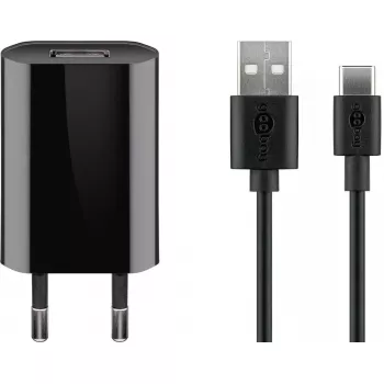 Nabíjačková sada Goobay USB-C 5W s káblom 1 m čierna