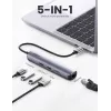 Ugreen CM418 10919 rozbočovač USB-C 5 v 1, HDMI 4K 30 Hz, Ethernet, USB 3.0, Power Delivery, hliník, sivý
