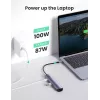 Ugreen CM418 10919 rozbočovač USB-C 5 v 1, HDMI 4K 30 Hz, Ethernet, USB 3.0, Power Delivery, hliník, sivý