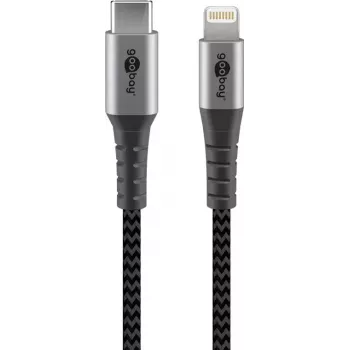 Goobay Lightning kábel 0,5 m USB-C na Lightning 3 A 20 V čierny sivý