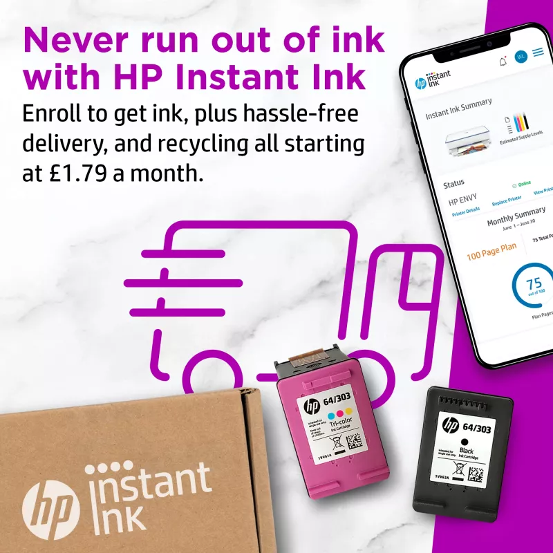HP ENVY 6010e bezdrôtová all-in-one farebná tlačiareň, Instant Ink; kopírovanie, skenovanie