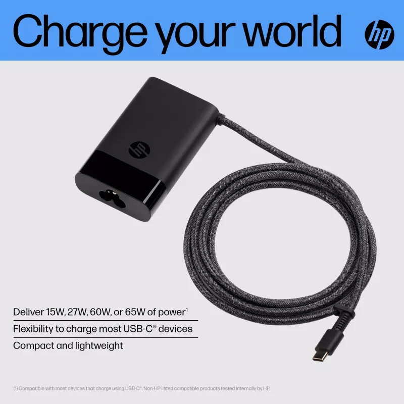 HP 671R3AA USB-C 65 W nabíjačka notebooku, AC 115/230 V, EU