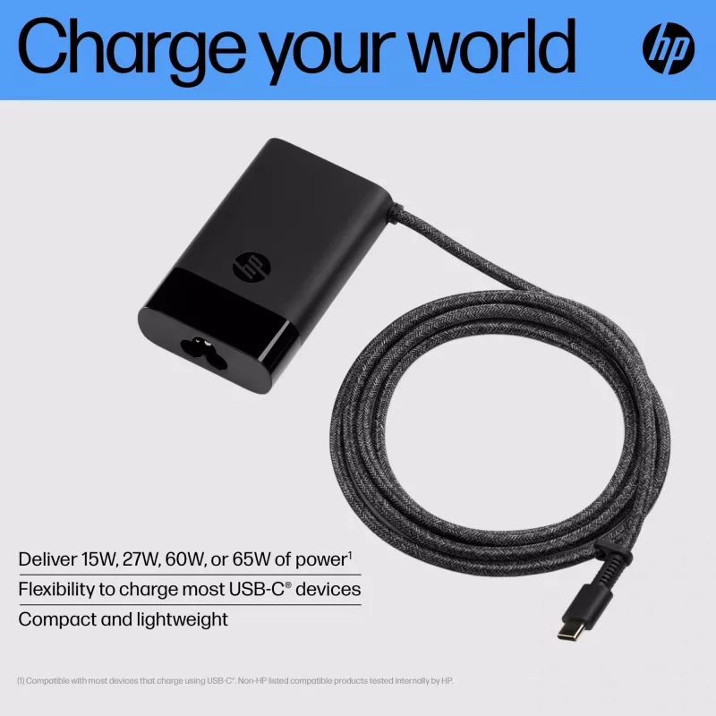 HP 671R3AA USB-C 65 W nabíjačka notebooku, AC 115/230 V, EU